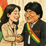 Mayté Flores y Evo Morales