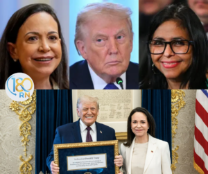 Donald Trump, Maria Corina Machado y Delcy Rodriguez