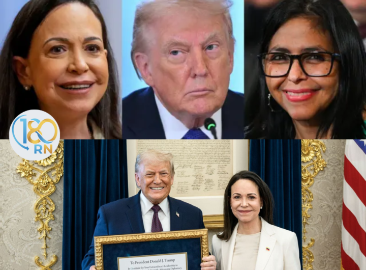 Donald Trump, Maria Corina Machado y Delcy Rodriguez