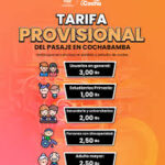 Tarifa de pasajes en Cochabamba
