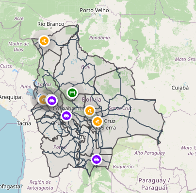 Mapa informativo sobre los inconvenientes en diferentes carreteras del país